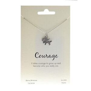 Shag Wear Womens Pewter Animal Pendant Necklace Inspirational Quote - Lion NEW